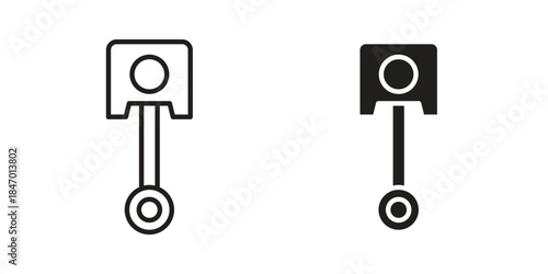 Piston icon element in flat simple style. Thin stroke editable icons