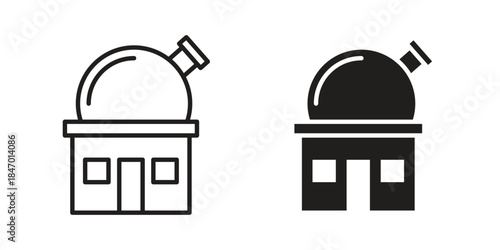 Planetarium icon element in flat simple style. Thin stroke editable icons