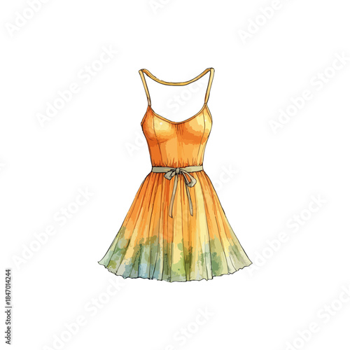 summer dress hand drawn illustration
