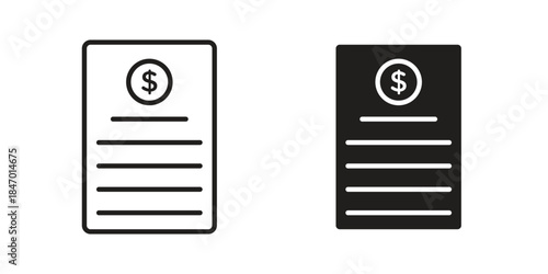 Price list icon element in flat simple style. Thin stroke editable icons