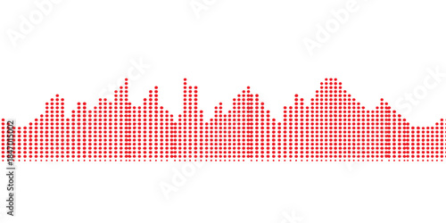 Vector illustration of an abstract blue wave background featuring a business growth chart and city skyline to represent finance technology and market success