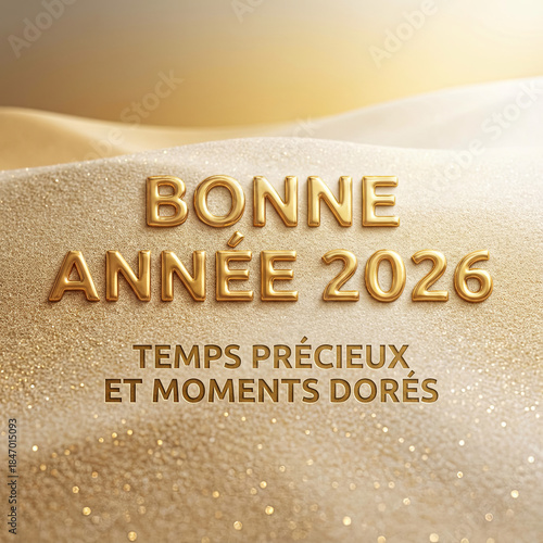 Carte de vœux élégante pour souhaiter une bonne année 2026, temps précieux et moments dorés
