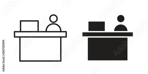 Reception icon element in flat simple style. Thin stroke editable icons