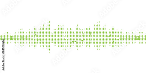 Green abstract background with sound wave equalizer graph and digital audio pulse design illustration