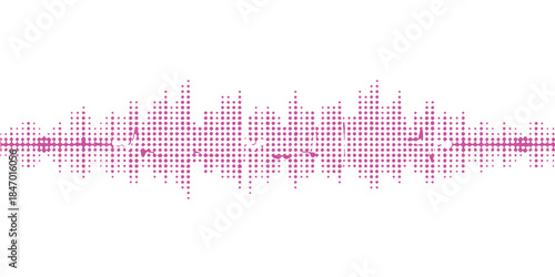 Abstract music background featuring a digital audio equalizer wave and musical notes in a creative pulse design with technology waveform lines