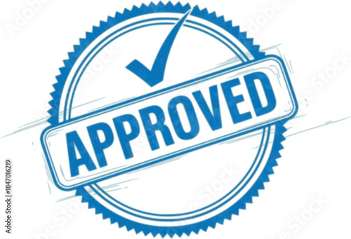 Approved stamp blue ink stamp symbol sign valid seal isolated transparent vector illustration white background confirm accepted received tampon
