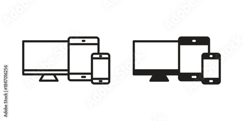 Responsive icon element in flat simple style. Thin stroke editable icons