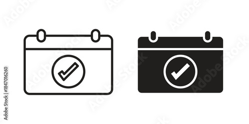 Reservation icon element in flat simple style. Thin stroke editable icons