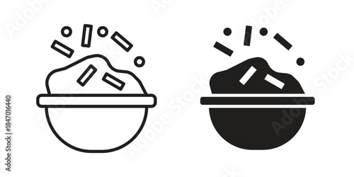 Risotto icon element in flat simple style. Thin stroke editable icons
