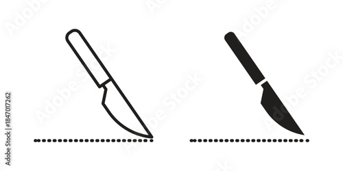Scalpel icon element in flat simple style. Thin stroke editable icons