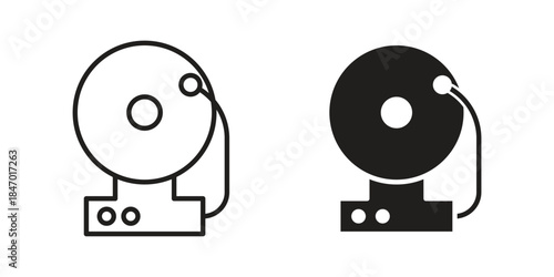 School bell icon element in flat simple style. Thin stroke editable icons