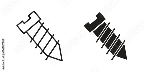 Screw icon element in flat simple style. Thin stroke editable icons