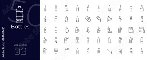 Bottles Line Editable Icons set