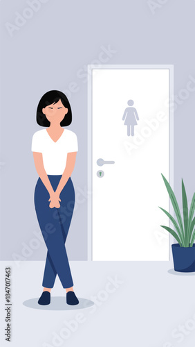 young woman in front of bathroom