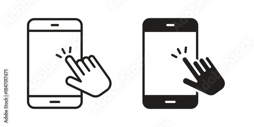 Self service icon element in flat simple style. Thin stroke editable icons