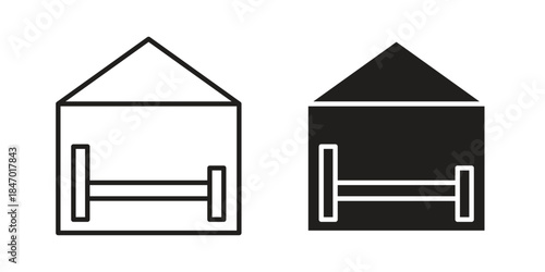 Shelter beds icon element in flat simple style. Thin stroke editable icons