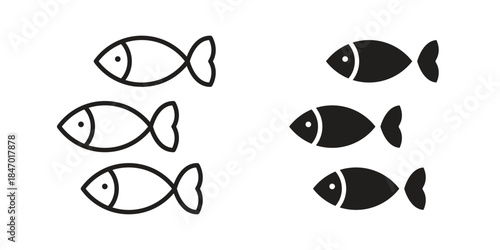 Shoal icon element in flat simple style. Thin stroke editable icons