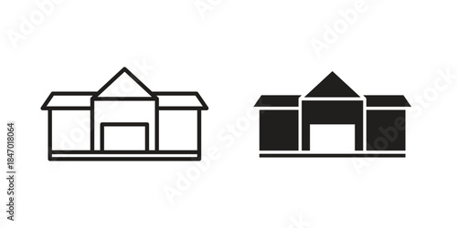 Showroom icon element in flat simple style. Thin stroke editable icons