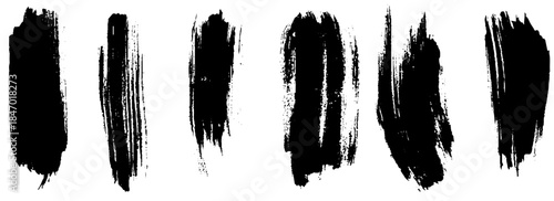Set different grunge brush strokes. Dirty artistic design elements isolated on white background. Black paint hand made, dry ink vector brush strokes 