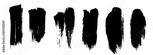 Big textured strokes thick black paint isolated on a white background vector illustration
