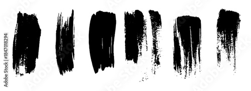Big textured strokes thick black paint isolated on a white background vector illustration