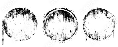 Grunge paint circle vector set. Abstract story highlight cover icons. Grunge round frames for social media stories.