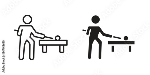 Snooker icon element in flat simple style. Thin stroke editable icons