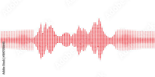 Abstract red and white vector illustration featuring a world map pattern with a medical heartbeat pulse line and halftone dot design symbolizing a global love for business and life