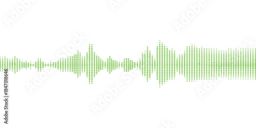 Abstract music background with a green equalizer and blue business technology chart featuring a city skyline vector illustration and bar graph design