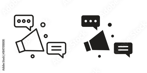 Social campaign icon element in flat simple style. Thin stroke editable icons