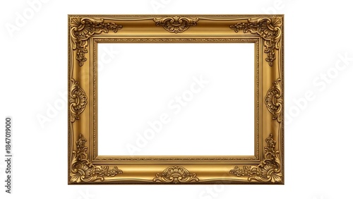 Traditional vintage gold photo frame isolated on white