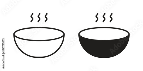Soup icon element in flat simple style. Thin stroke editable icons