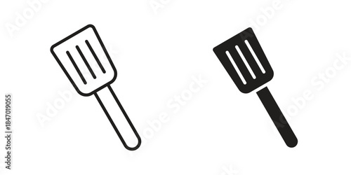 Spatula icon element in flat simple style. Thin stroke editable icons