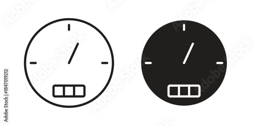 Speedometer icon element in flat simple style. Thin stroke editable icons