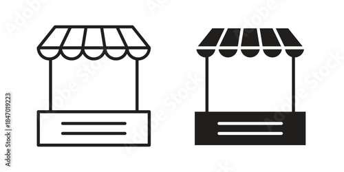 Stall icon element in flat simple style. Thin stroke editable icons