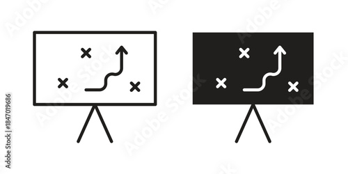 Strategical planning icon element in flat simple style. Thin stroke editable icons