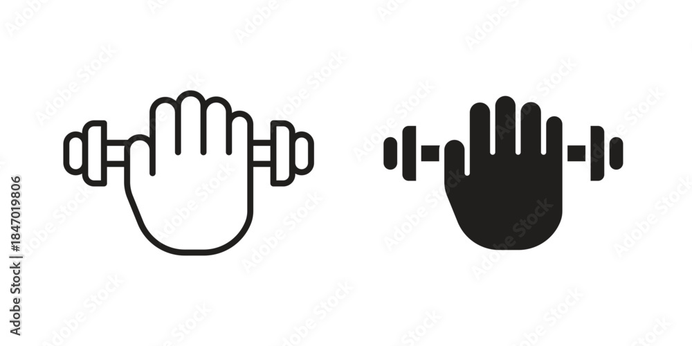 Fototapeta premium Strength training icon element in flat simple style. Thin stroke editable icons