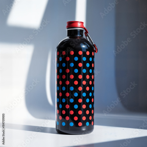 Wallpaper Mural "Colorful Polka Dot Insulated Water Bottle on Marble Surface with Soft Natural Light — Modern Reusable Stainless Steel Thermos" Torontodigital.ca