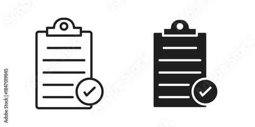 Summary icon element in flat simple style. Thin stroke editable icons