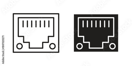 TCP icon element in flat simple style. Thin stroke editable icons