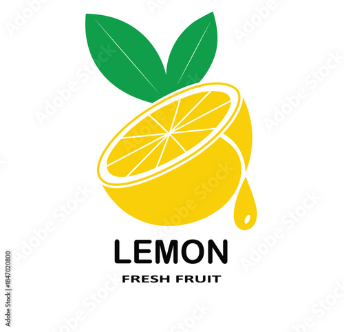 A vibrant yellow lemon half logo with green leaves and a fresh juice drop design