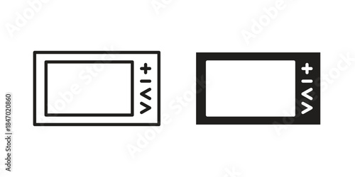 Thermostat icon element in flat simple style. Thin stroke editable icons