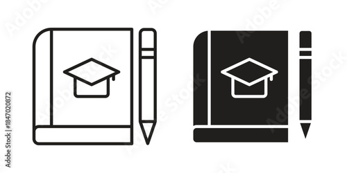 Thesis icon element in flat simple style. Thin stroke editable icons