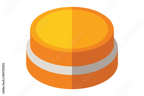 3D Orange Cosmetic Bottle Cap with Metallic Band Isolated