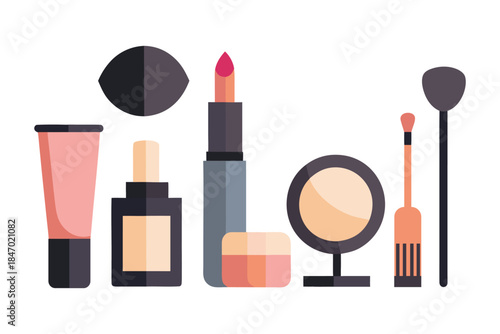 Luxury Makeup Products and Tools Set Isolated