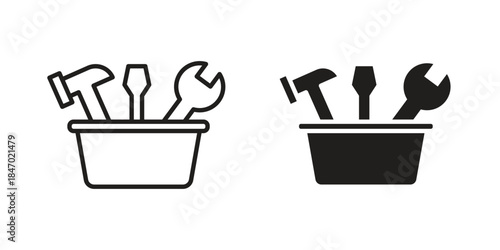 Toolbox icon element in flat simple style. Thin stroke editable icons