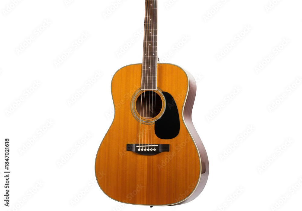 Obraz premium Realistic acoustic guitar isolated on transparent background for music projects and design