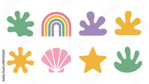 Vibrant colorful abstract shapes and symbols for design