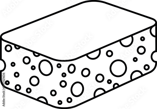 A black and white line drawing of a sponge