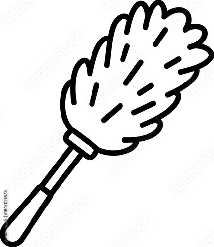 A simple line drawing of a feather duster tool